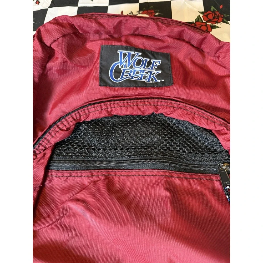 Vintage Wolf Creek Backpack Red Black School Travel Bag‎ 16x20